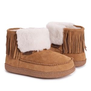 Leather Goods by MUK LUKS Camel Veroni Fringe Suede Boot, Size 8